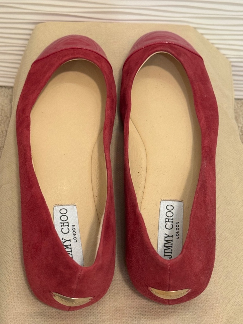 Jimmy Choo Gaze Flats Dark Pink Suede Patent Leather - Picture 5 of 7